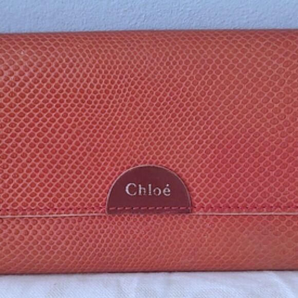 Chloe snake embossed leather flap long wallet w/dusty EUC - Picture 3 of 11